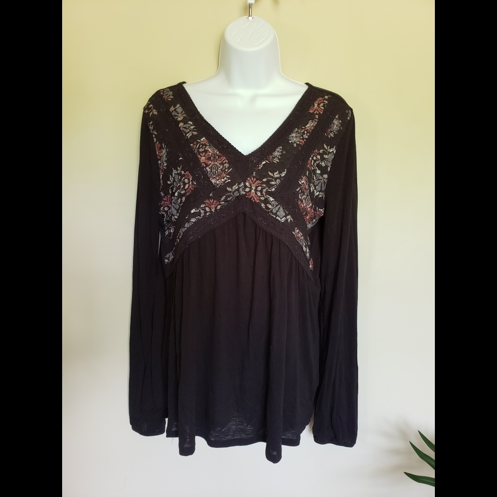 Maurices Floral Blouse Black
